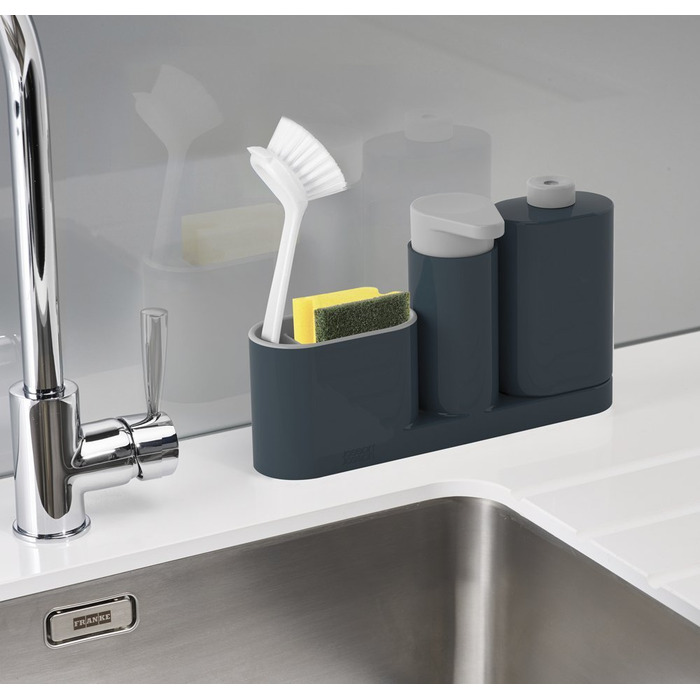 Органайзер для раковини з дозатором для мила сірий SinkBase Sink Tidy Set Joseph Joseph