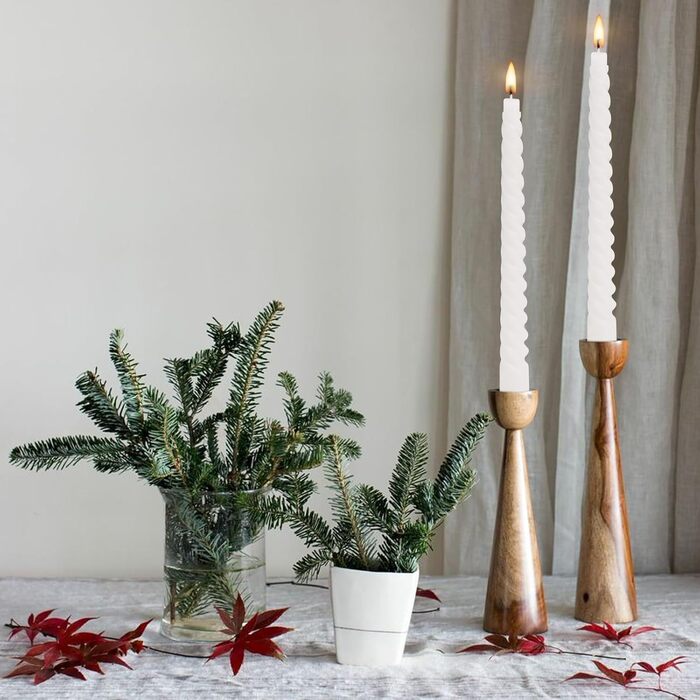 Набір з 4 конічних спіральних свічок 2 x 20 см, білий Bolosa