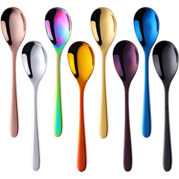 Набір з 8 десертних ложок 15 см, нержавіючої сталь, різнокольоровий SBOMHS