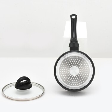 Ківш Fissman FORDE 16x8 см / 1,5 л зі скляною кришкою алюміній з антипригарним покриттям (14439)