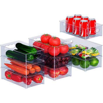 Набір холодильника-органайзера 9 упаковок (3 розміри) Холодильник-органайзер, кухонний органайзер для комори, морозильної камери, шафи, ящика, офісу (3 розміри-9 упаковок-синьо-сірий)
