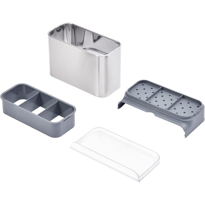 Органайзер для посуду APEXCHASER, дозатор мила з тримачем для губки, органайзер для раковини з нержавіючої сталі, мийка з нержавіючої сталі, кухонний органайзер Піддон для крапель для кухні (без ручки)
