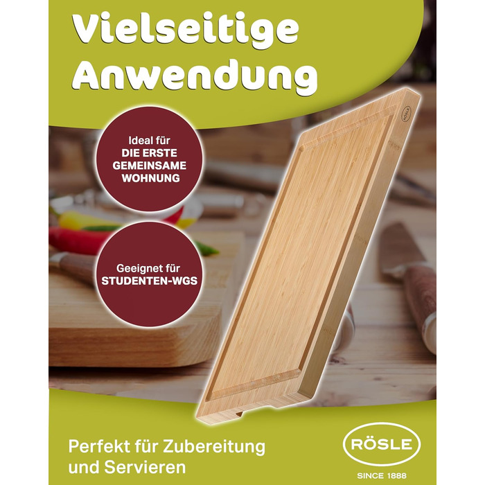 Обробна дошка 39 x 26 см, бамбук Basic Line Rosle