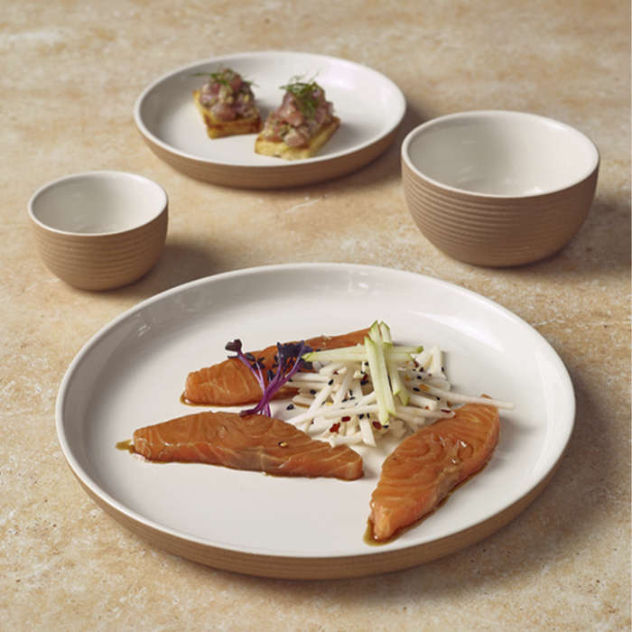 Тарілка 25*h 2.5 см см, Kava White Stoneware Ribbed, GenWare