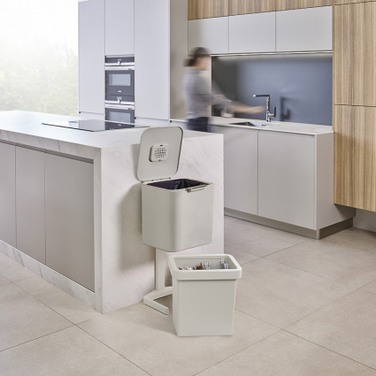 Контейнер для сміття з двома баками 60 л, білий Totem Pop Joseph Joseph