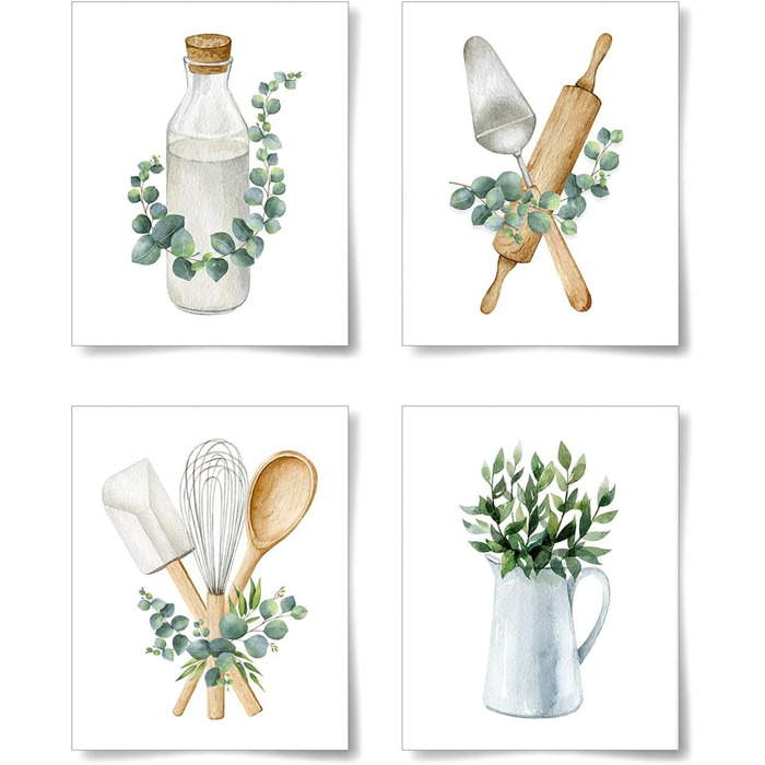 Настенный плакат с 4 предметами в стиле бохо для кухни и столовой Calkkrer