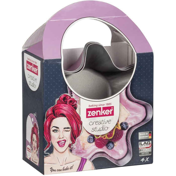 Творча студія Zenker Z7480 Ø 26 см, форма для випічки з плоским дном, кругла форма для торта з антипригарним покриттям, креативна випічка (колір рожевий, сріблястий), кількість (форми для випічки)