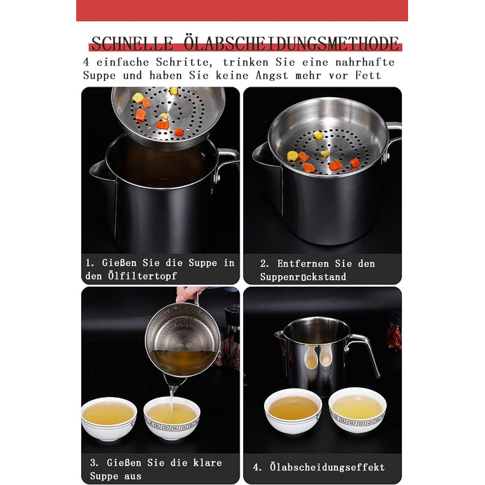 Сепаратор для відокремлення жиру 1,3 л з кришкою, нержавіюча сталь YITAIYUAN