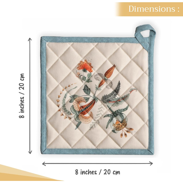 Рукавички для духовки Maison d&39 Hermine, підставки для каструль, 100 бавовна, термостійкі кухонні рукавички, рукавички для духовки (19 см x 33 см) та підставки для каструль (20 см x 20 см) для приготування їжі, Morzine - Рукавички для духовки на День по