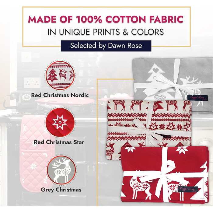 Набір з 2 різдвяних кухонних рушників Christmas Nordic 50 x 70 см червоний Ragged Rose