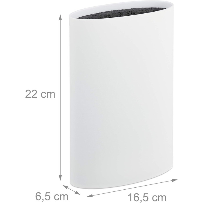 Ножовий блок овальний, відсік для ножів зі щетиною, 22 x 16,5 x 6,5 см, білий Relaxdays