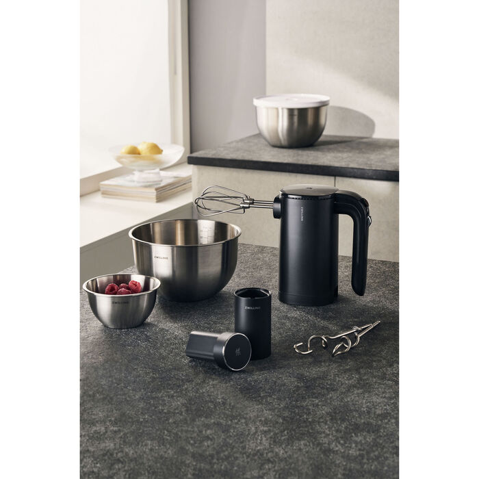 Стартовий набір бездротового міксера із зарядною станцією та мисками з нержавіючої сталі, 7 предметів, чорний Zwilling