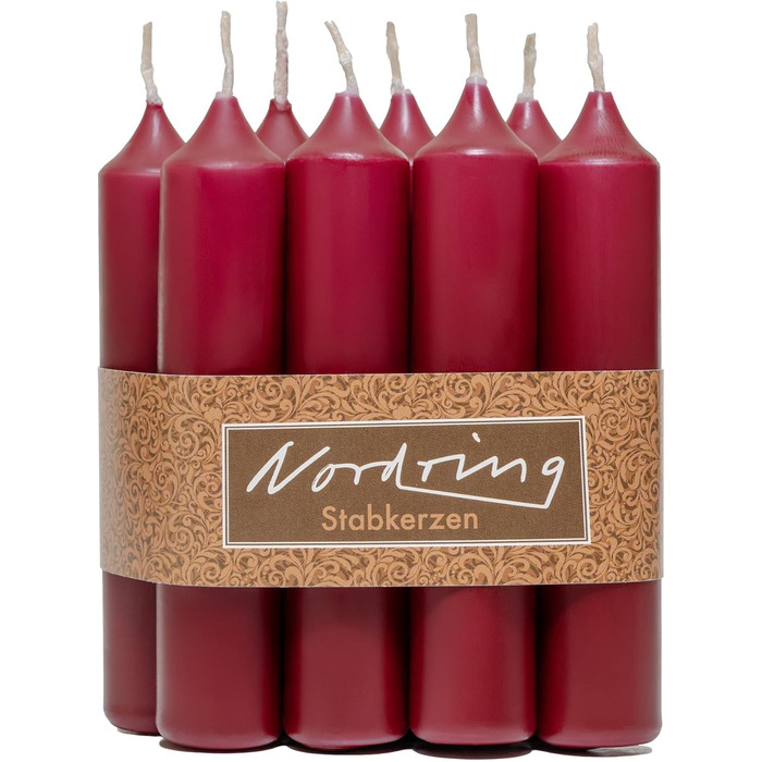 Набір з 8 конічних свічок 2,2 x 11 см, червоний Nordring