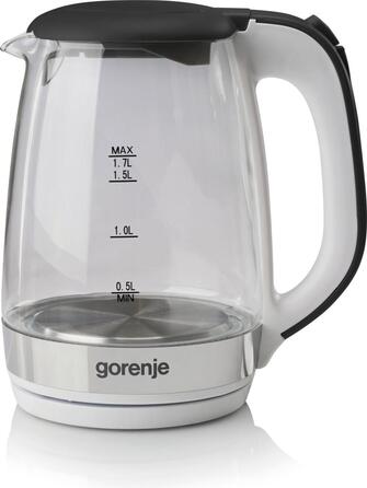 Gorenje Електрочайник 1.7л, 2,200 Вт, strix контроль, скло, білий