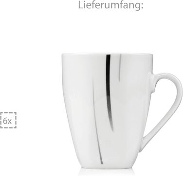 СПІВАЧКА Порцеляновий столовий сервіз Bilgola Black Lines, набір посуду з 18 предметів на 6 персон, набір тарілок, квадратний (кавова кружка 6 шт.)