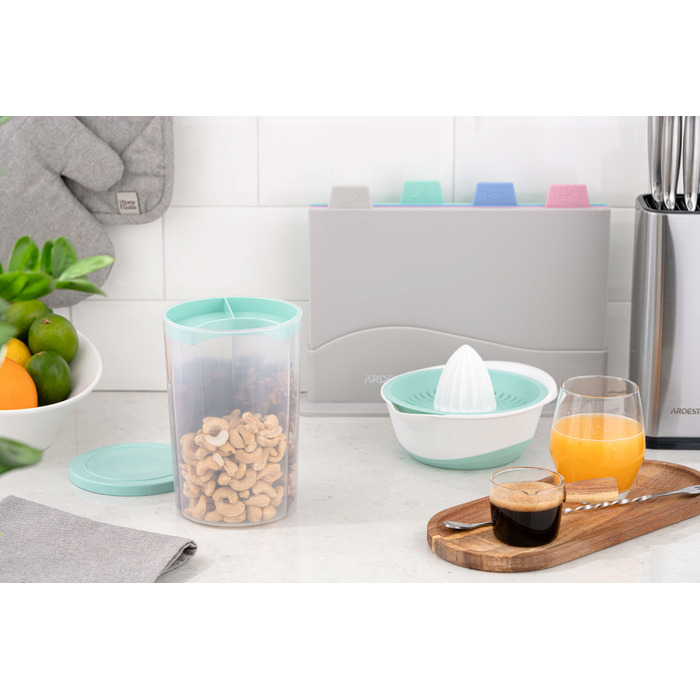 ARDESTO Контейнер для сипучих Fresh 3 в 1, 3 х 0,75 л, тіффані, пластик