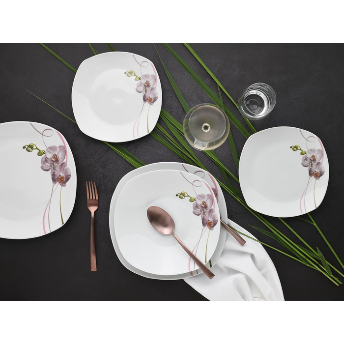 Набір тарілок на 6 персон, 18 предметів, Square Orchidee Creatable