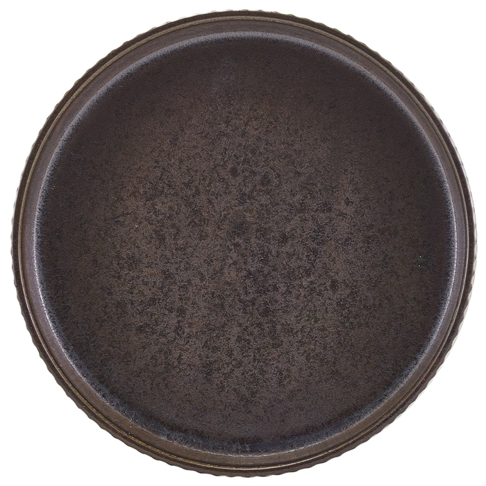 Тарілка презентаційна 20*3 см із вертикальним бортом, Terra Porcelain Black Fluted, GenWare