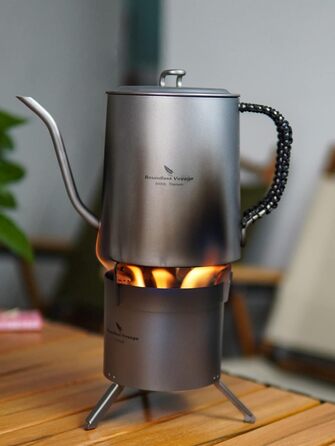 Кемпинг Титановая дровяная печь со семными подставками для кастрюль и складными ножками Двойная стенка Уличная духовка Proable Легкая спиртовая горелка На открытом воздухе Travel Camp Spirit Stove Нагревательная печь (Ti2014c Дровяная печь)