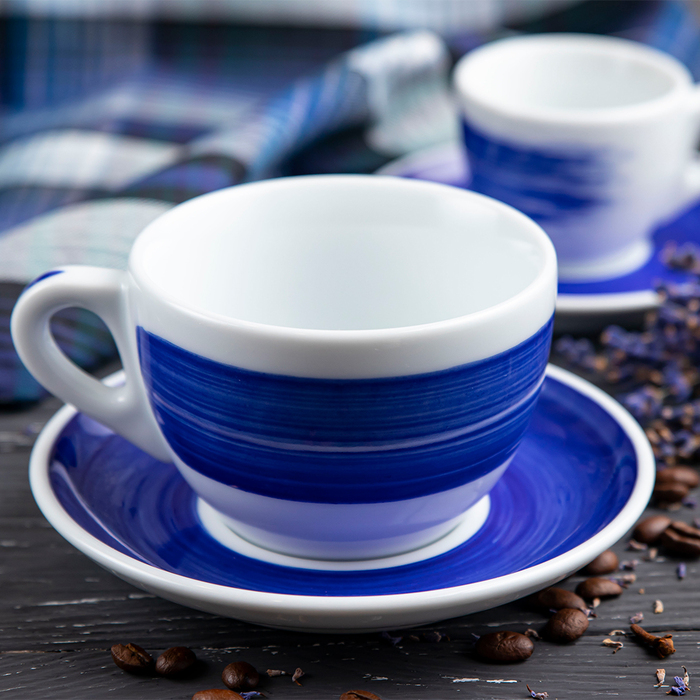 35135 Чашка caffe latte 350 мл Blue stroke B 'Verona Millecolori Hand Painted Brush stroke B Blue wi