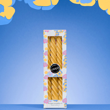 Набір кручених свічок Bougies La Française, жовті, 25,5 х 2,2 см, 54 г, 6 шт.