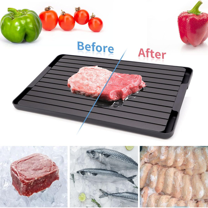 Дошка для розморожування 30 x 20 см з піддоном, чорний SYPEN