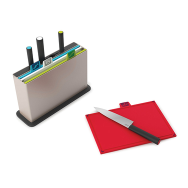 Набір обробних дощок з ножами, 11 х 32 х 33 см, металік, Index Joseph Joseph