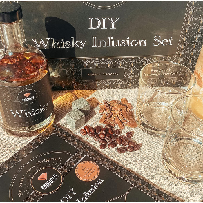 Подарунковий набір для віскі, вкл. аксесуари для дегустації віскі, каміння для віскі та келих для віскі Brilliant Infusion