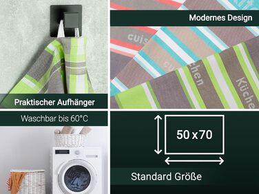 Набір кухонних рушників ZOLLNER із 4 бавовняних рушників 50x70 см поглинаючі та міцні кухонні рушники можна прати до 60C мятні смужки якість для громадського харчування сертифіковано Oeko-Tex (зелений)