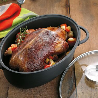 Жаровня 8 л овальна зі скляною кришкою KERROS Kela