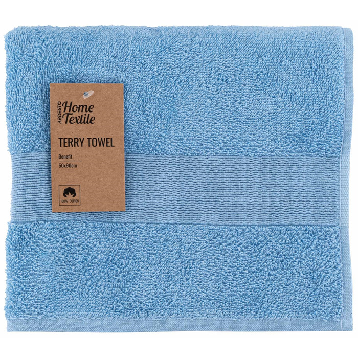 Рушник махровий Ardesto Benefit, 50х90см, 100% бавовна, блакитний