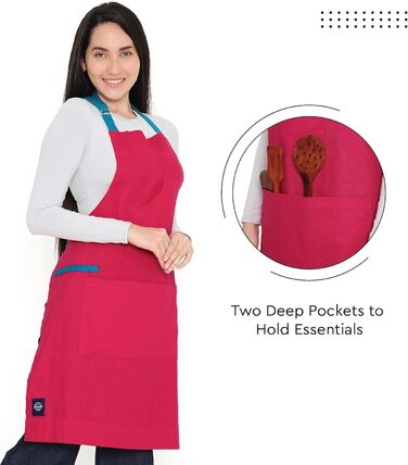 Регулируемый кухонный передник с карманами 68 x 85 см розовый Encasa XO