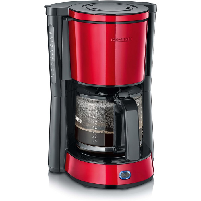 Кофемашина SEVERIN 'Type со стеклянным кувшином, ароматный, быстрый и тихий кофе с кофеваркой на 10 чашек, кофемашина с фильтром, KA 4815, 33.8 (красный)