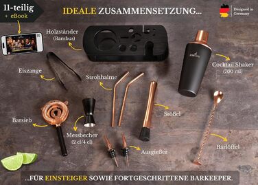 Коктейльний набір з нержавіючої сталі  700 мл з підставкою та барними аксесуарами BARMINGO
