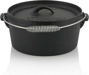 Набір голландської духовки барбекю-Торо в дерев'яній коробці, чавун, попередньо приправлений, набір гриля з голландською духовкою, дерев'яна коробка, сковорода, каструля, сковорода, підставка, підйомник кришки (10 предметів)