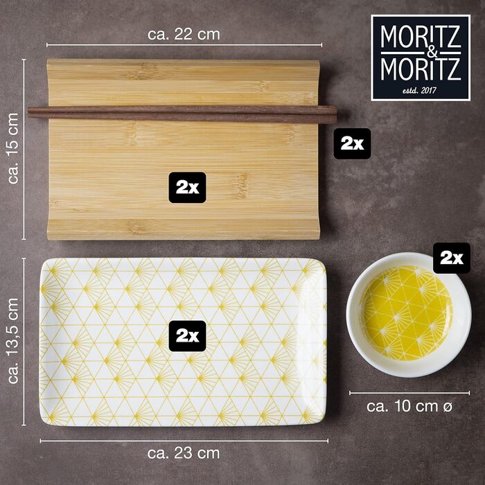 Набор посуды для суши на 2 персоны, 10 предметов, Yellow Rays Gourmet Moritz & Moritz