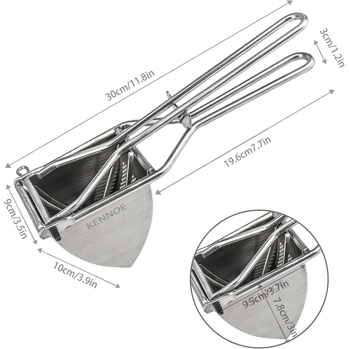 Прес для картоплі 30 см, нержавіюча сталь KENNOE