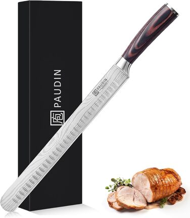 Набір ножів PAUDIN, набір кухонних ножів із 3 предметів з високоякісної вуглецевої нержавіючої сталі, набір ультрагострих ножів із кухарським ножем, тесаком, універсальним ножем, професійним кухарським ножем з рукояткою пакавуд