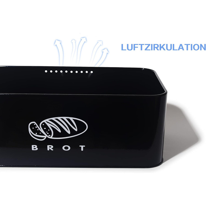 Хлібниця з кришкою 42 х 23 х 16 см чорний Theo&Cleo