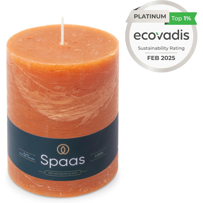 Свічка Spaas Rustic Pillar, 100/130 мм, 95 год, чорна (помаранчева)