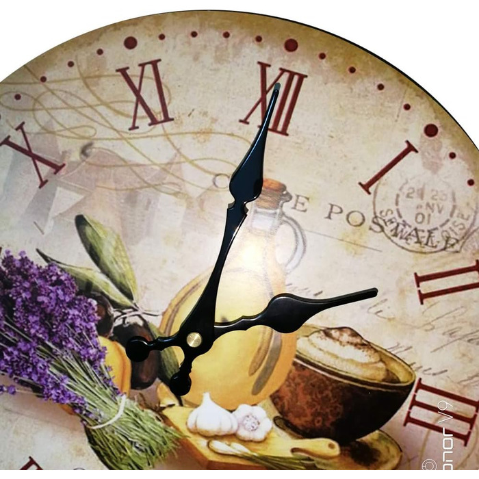Настінний кухонний годинник YOAI, вінтажний, потертий ШИК, античний, ностальгічний, сільський, кварцовий годинник з МДФ з безшумним механізмом, 12 дюймів/30 см Ø (кольоровий)