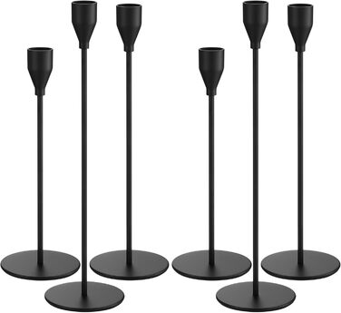 Елементний металевий свічник, 33/28/23 см, тривимірний свічник-конус, елегантний свічник-конус у ретро-стилі для весіль, вечерь при свічках, вечірок, днів народження, домашнього декору (чорний), 6-