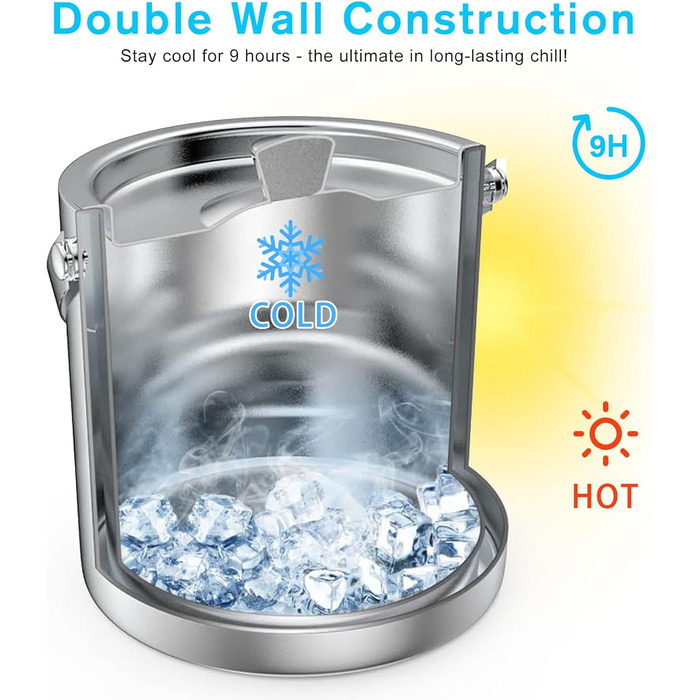 Відро для льоду 1,6 л з кришкою, совком та щипцями для льоду GMGXX