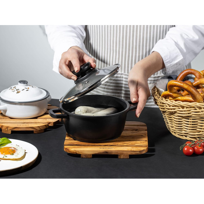 Високоякісна підставка з ексклюзивного оливкового дерева, термостійкий дерев'яний набір підставок для кухні, 20 см, товщина 2 см (квадрат)