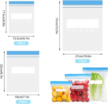 Вакуумні пакети 70 пакетів  17,5 х 15,5/31 х 27/ 22 х 18 см Xmart