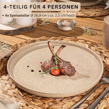 ОБІДНІ Комбінований сервіз на 6 персон, набір тарілок кавовий кухоль макаронна миска 30 шт. , набір посуду з кераміки посудомийна машина - мікрохвильова піч - стійкий до подряпин, набір посуду з кераміки КОЛЕКЦІЯ ЦІННОСТЕЙ (Каїр Мокко, столова тарілка 4 ш