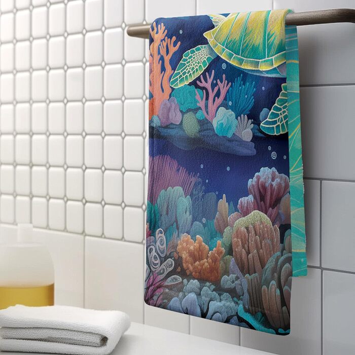 Різдвяні кухонні рушники Kwlegh, рушник для рук, різдвяна ялинка, цукерка-тростина, сніжинка, рушник для пальців, набір з 2 шт. , милий чоловічий банний рушник, високопоглинаючі рушники, 36 x (зелена морська черепаха)