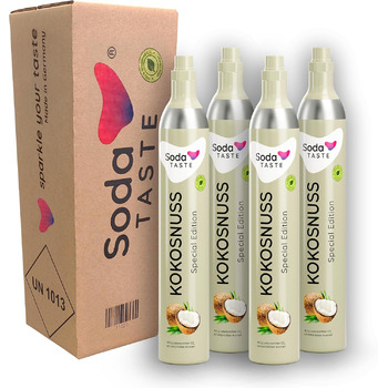 Змінний комплект балонів CO2 SodaTASTE (4 шт.) для газованої води, до 240 л газованої води (УВАГА потрібно 4 порожні балони) (Кокос)