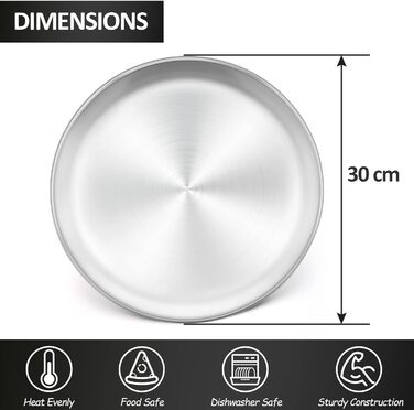 Круглый противень для пиццы Herogo из нержавеющей стали, 30,5 см, набор из 2 шт., большая здоровая тарелка для пиццы для духовки, выпечки, сервировки, можно мыть в посудомоечной машине 2 12 дюйма