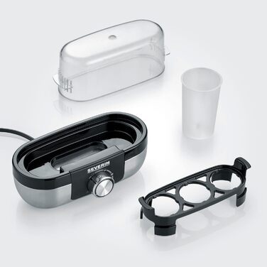 Яйцеварка на 3 яйця, матова нержавіюча сталь/чорна Severin